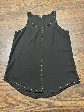 Pixley Black Studded Scoop Neck Tank